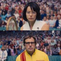Emma Stone als Billy Jean King und Steve Carell als Bobby Riggs