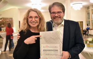 F Teresa Romagnoli und Goetz Wagner beim Empfang fuer Neu Frankfurter Foto Rainer Rueffer