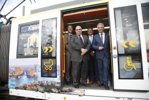 Kairobahn VGF Geschaeftsfuehrer Thomas Raasch Generalkonsul Khaled Taha Maged Saad Vorsitzender Deutsch Aegyptische Organisation Oberbuergermeister Peter Feldmann Copyright Maik Reuss