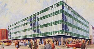 Der Kaufhof in Oberhausen. Postkarte von 1962